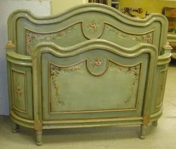 Antique Green French Bed - Queen