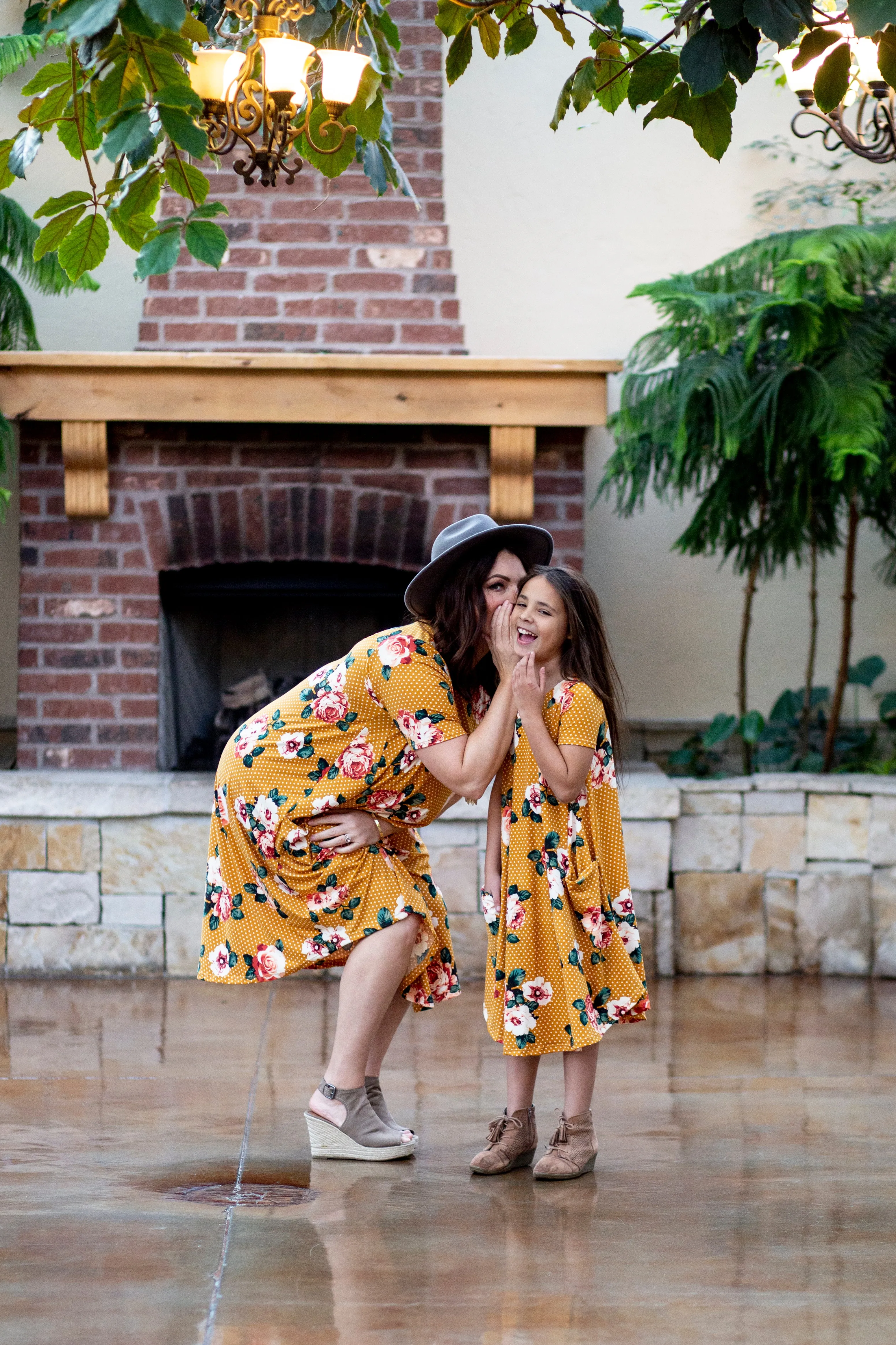 April Dress Mustard Floral Dot