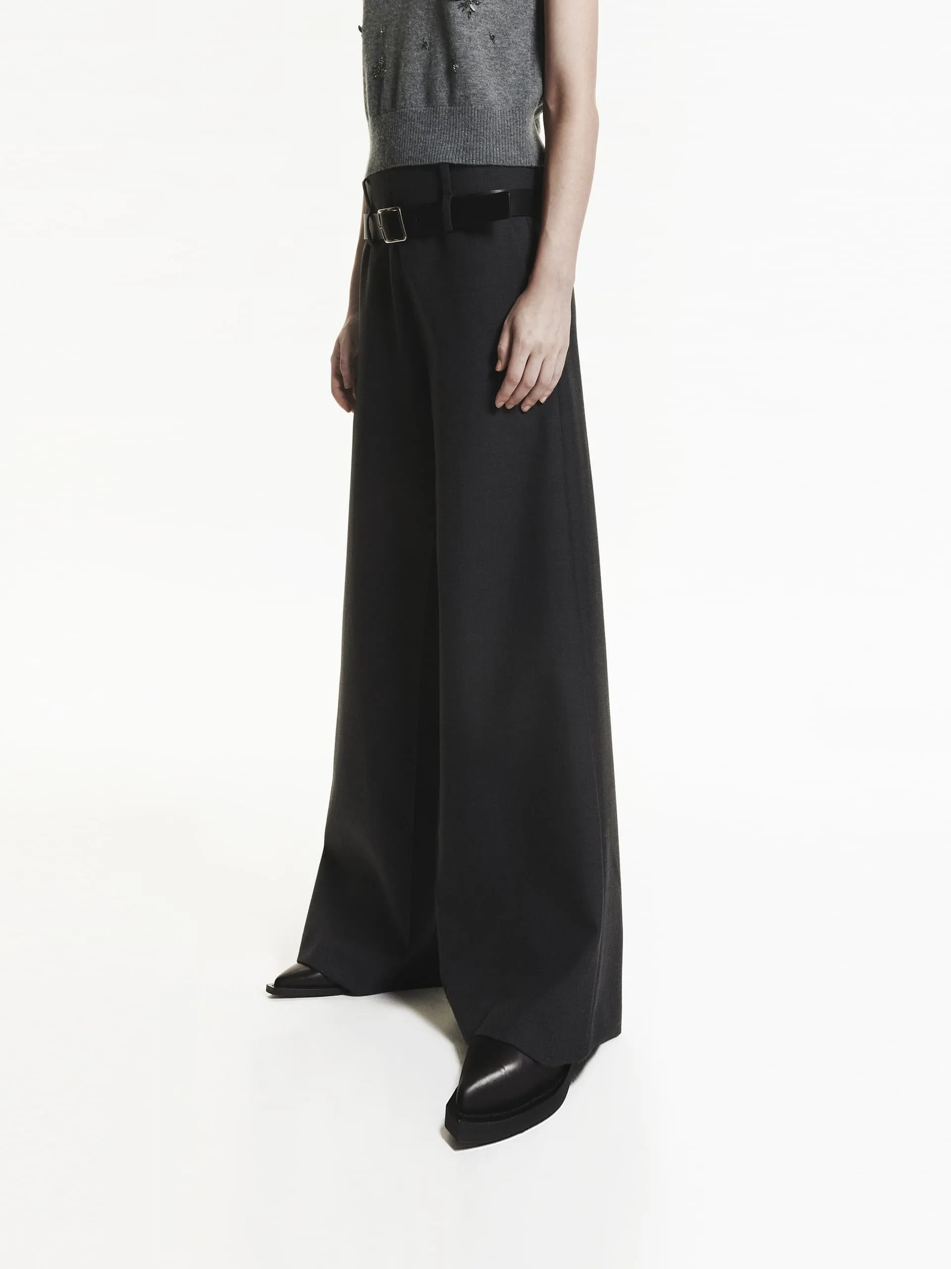 Belted Wide Leg Pants