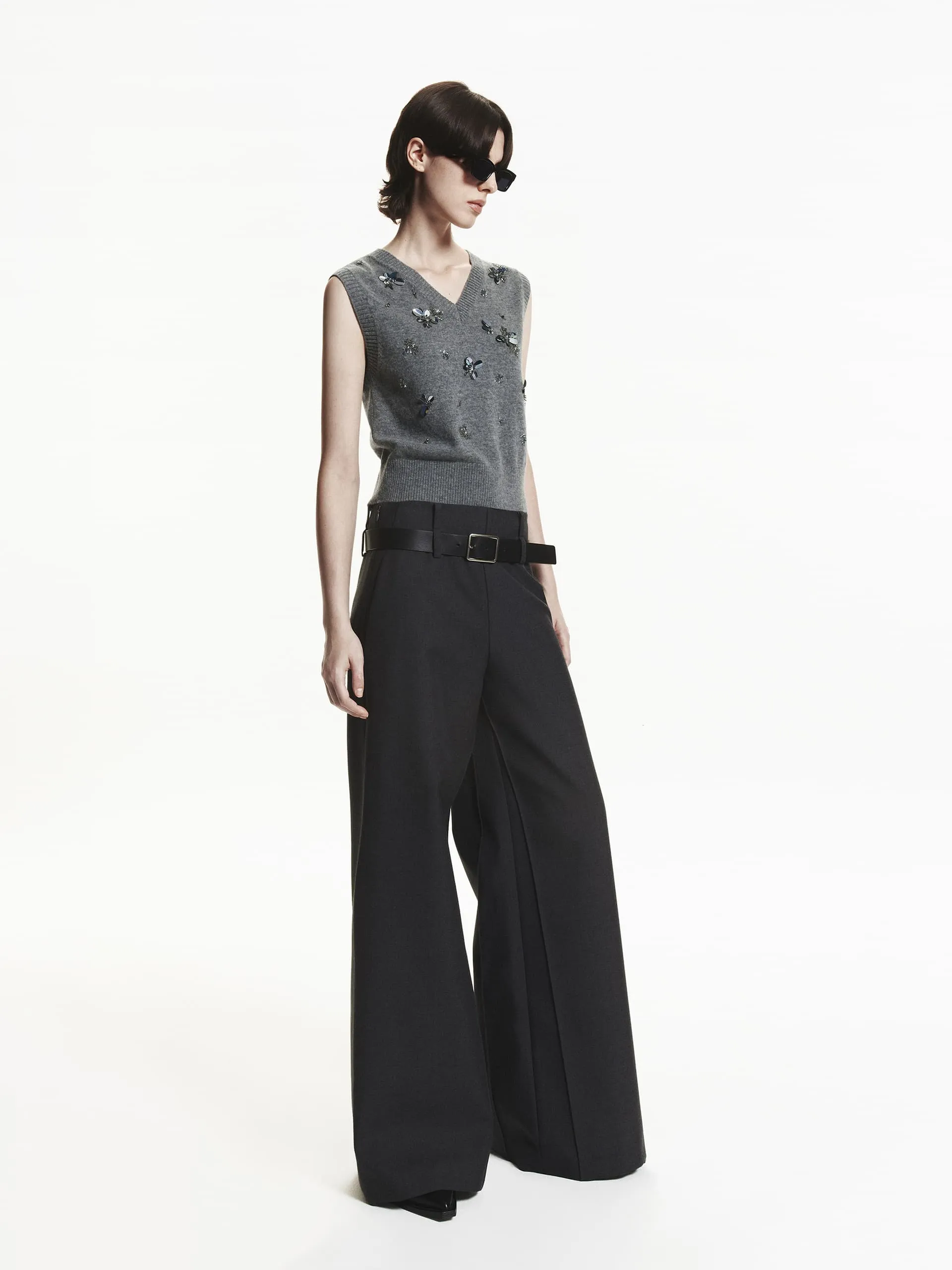 Belted Wide Leg Pants