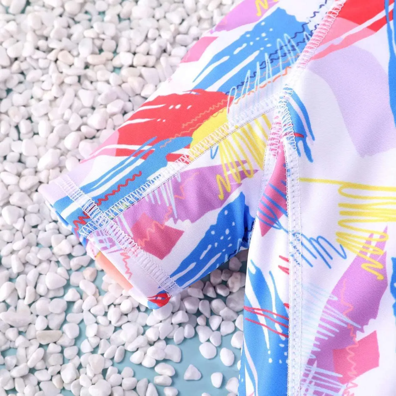 Childlike Graffiti Swimsuit with Stand Collar - Toddler Boy/Girl