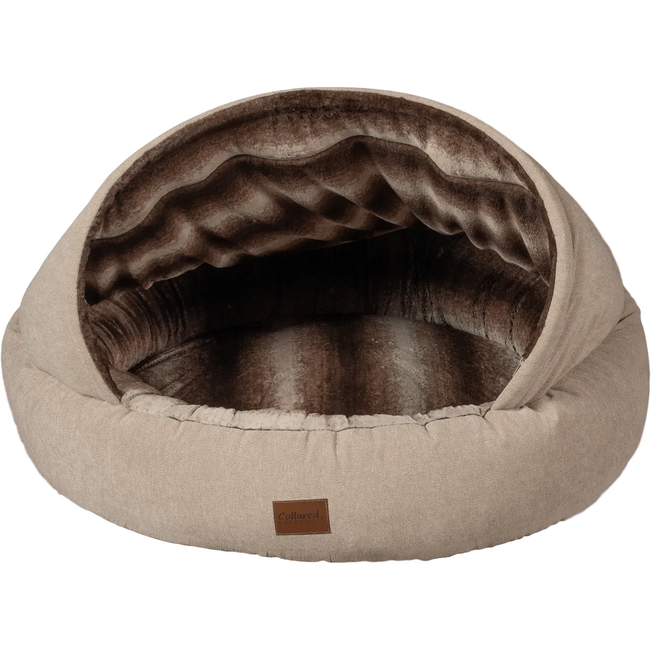 Collared Creatures - The Beige Deluxe Cocoon Dog Cave Bed