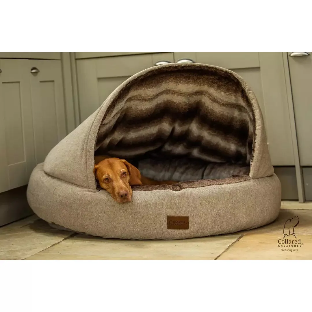 Collared Creatures - The Beige Deluxe Cocoon Dog Cave Bed