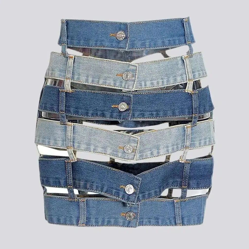 Fashion patchwork denim skirt
 for women