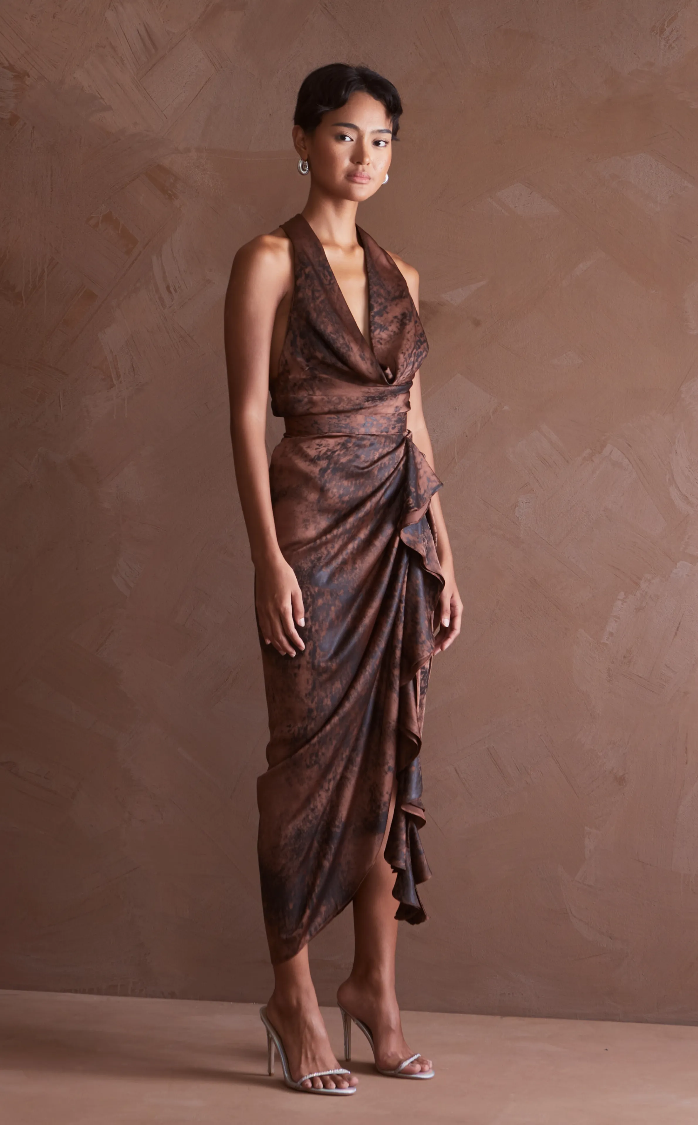 FLORA SKIRT - BROWN SPLATTER