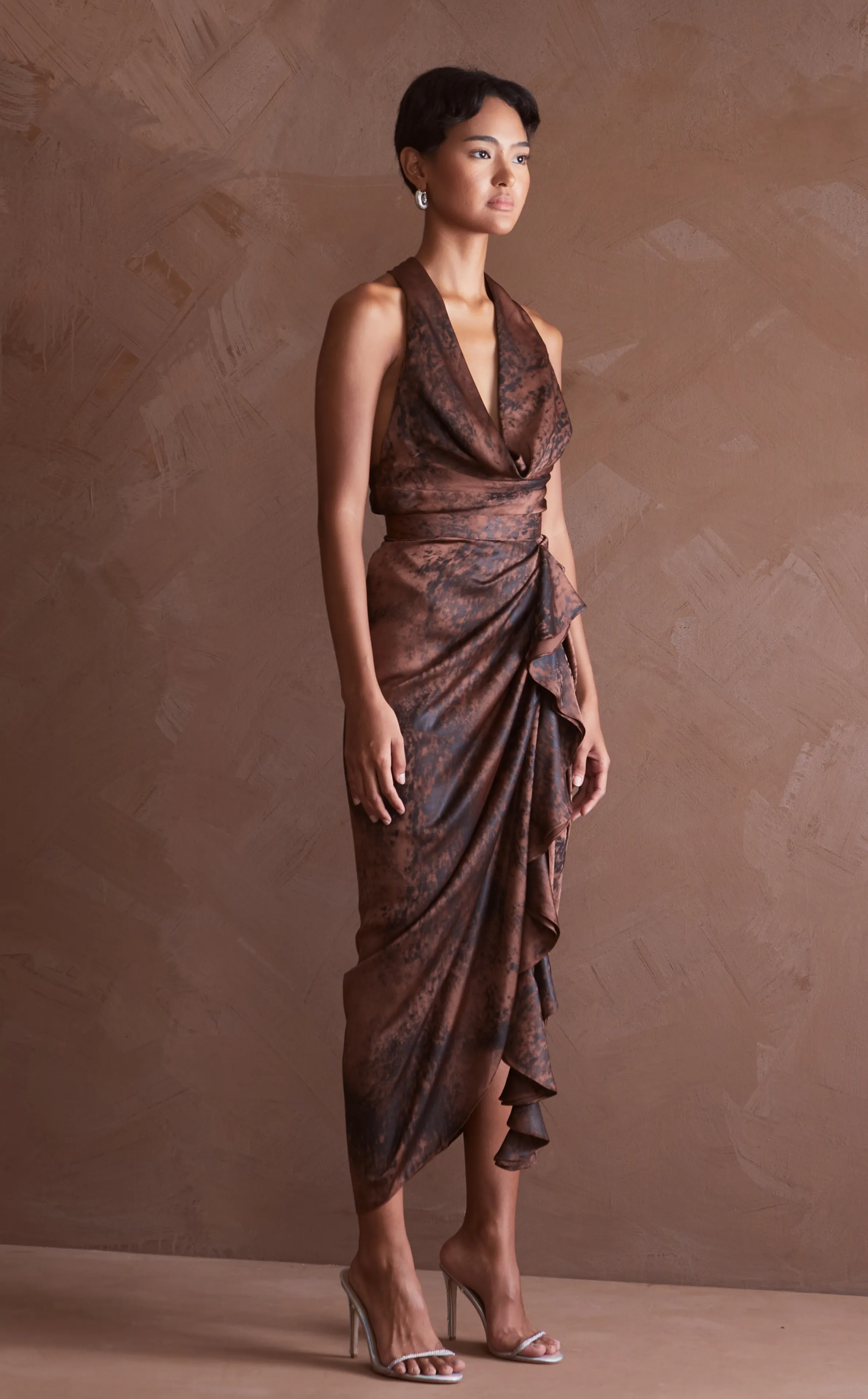 FLORA SKIRT - BROWN SPLATTER