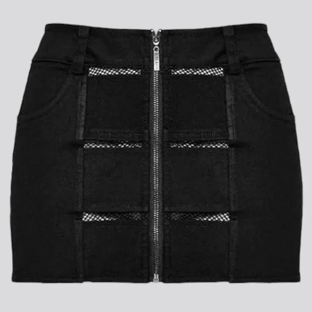 Gothic patchwork denim shorts