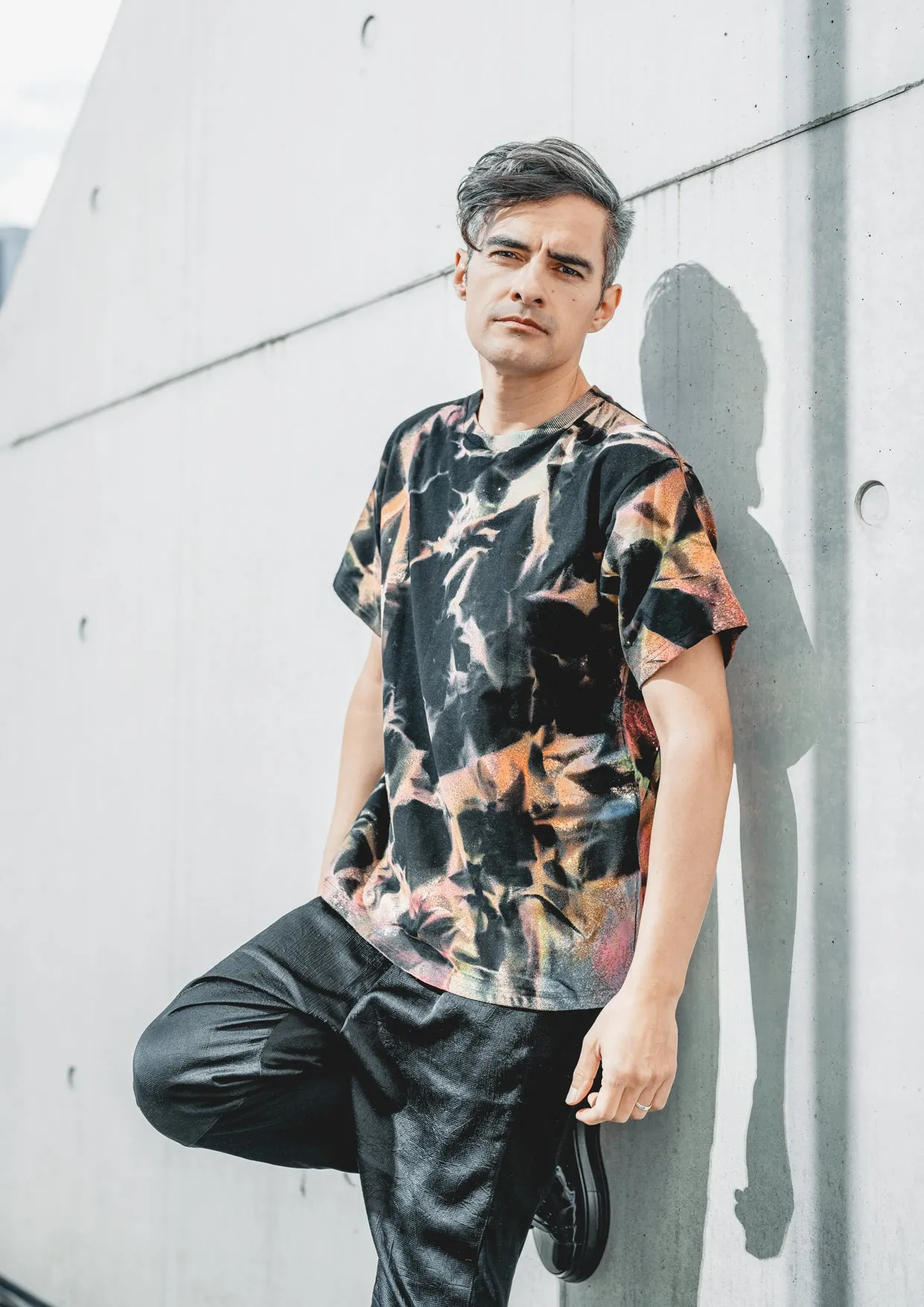 HANDPAINTED - T-SHIRT S - COTTON JERSEY black painted
