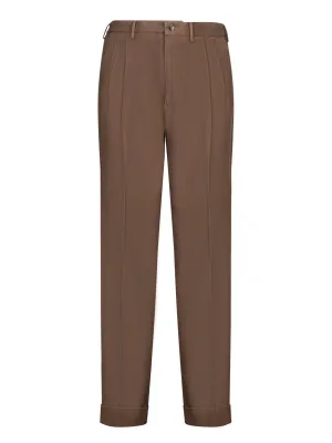 Hopsack Wide Leg Pants in Brown
