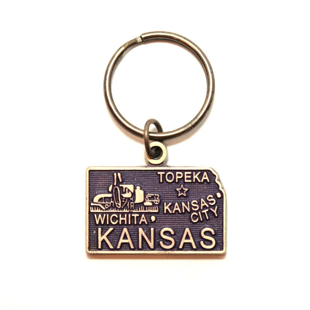 Kansas Keychain - High Quality Thick Metal State Key Ring