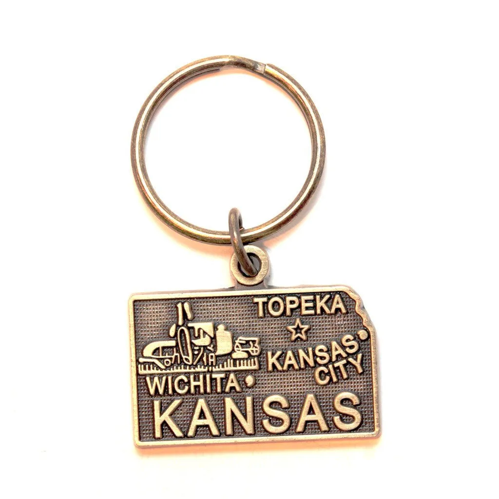 Kansas Keychain - High Quality Thick Metal State Key Ring