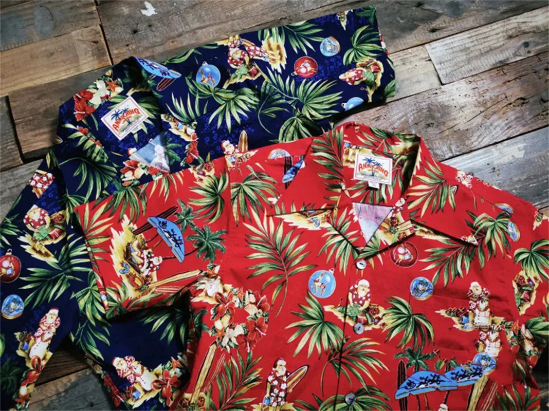 Men's Hawaiian Aloha Floral Print Shirt - Short Sleeves - Cuban Collar - 100% Cotton - Vintage Style