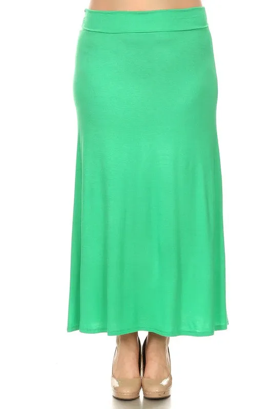 Plus Solid Foldover Maxi Skirt