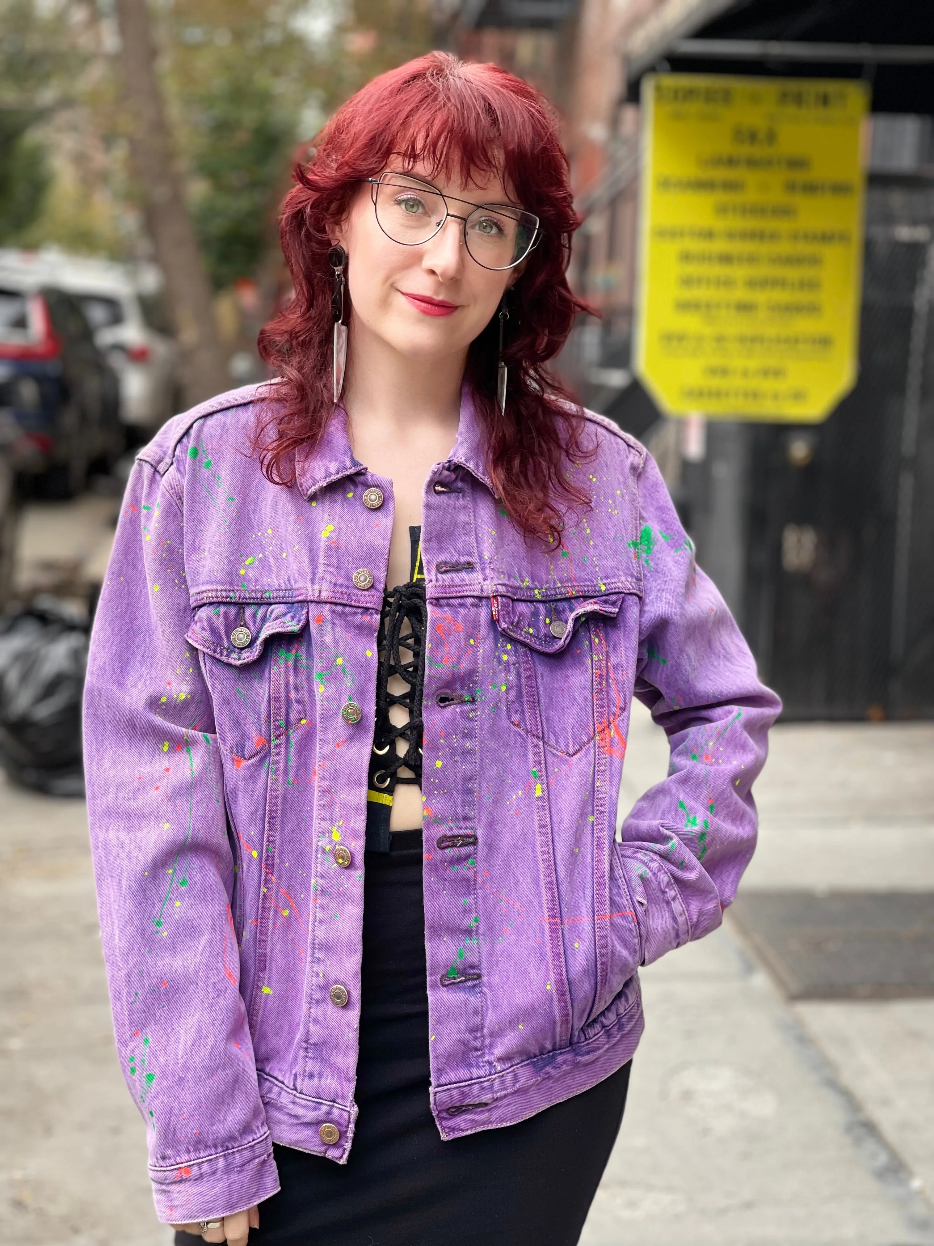 Reworked Patchwork Mickey & Minnie Purple Jean Jacket