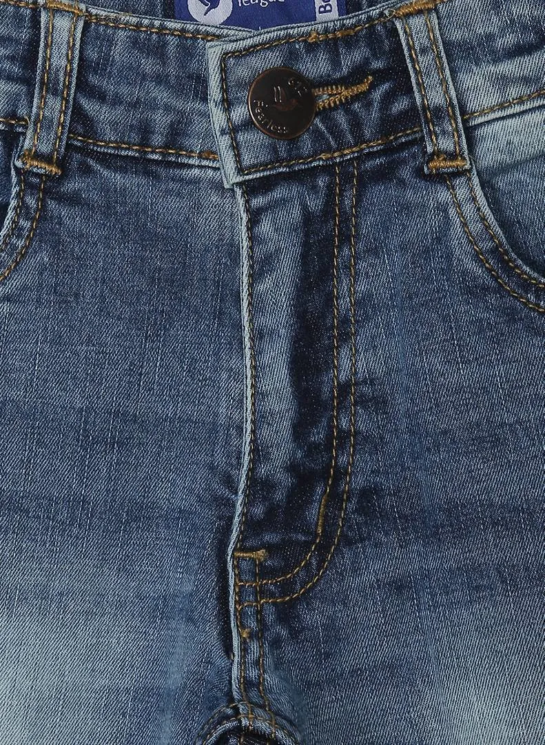 Stylish Denim Blue Dyed Regular Fit Jeans For Boys