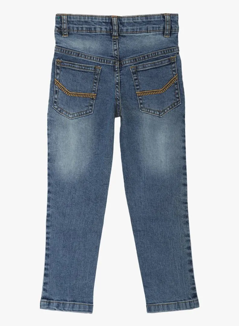 Stylish Denim Blue Dyed Regular Fit Jeans For Boys