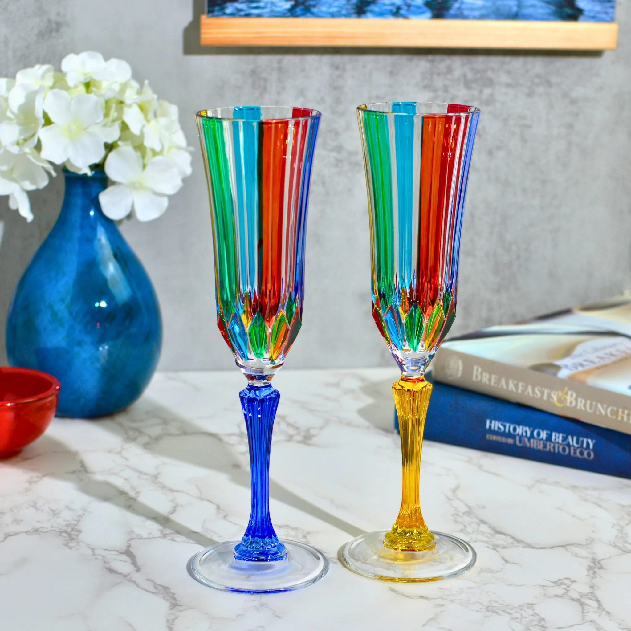 Swatch Champagne Glasses, Set of 2 Made in Italy