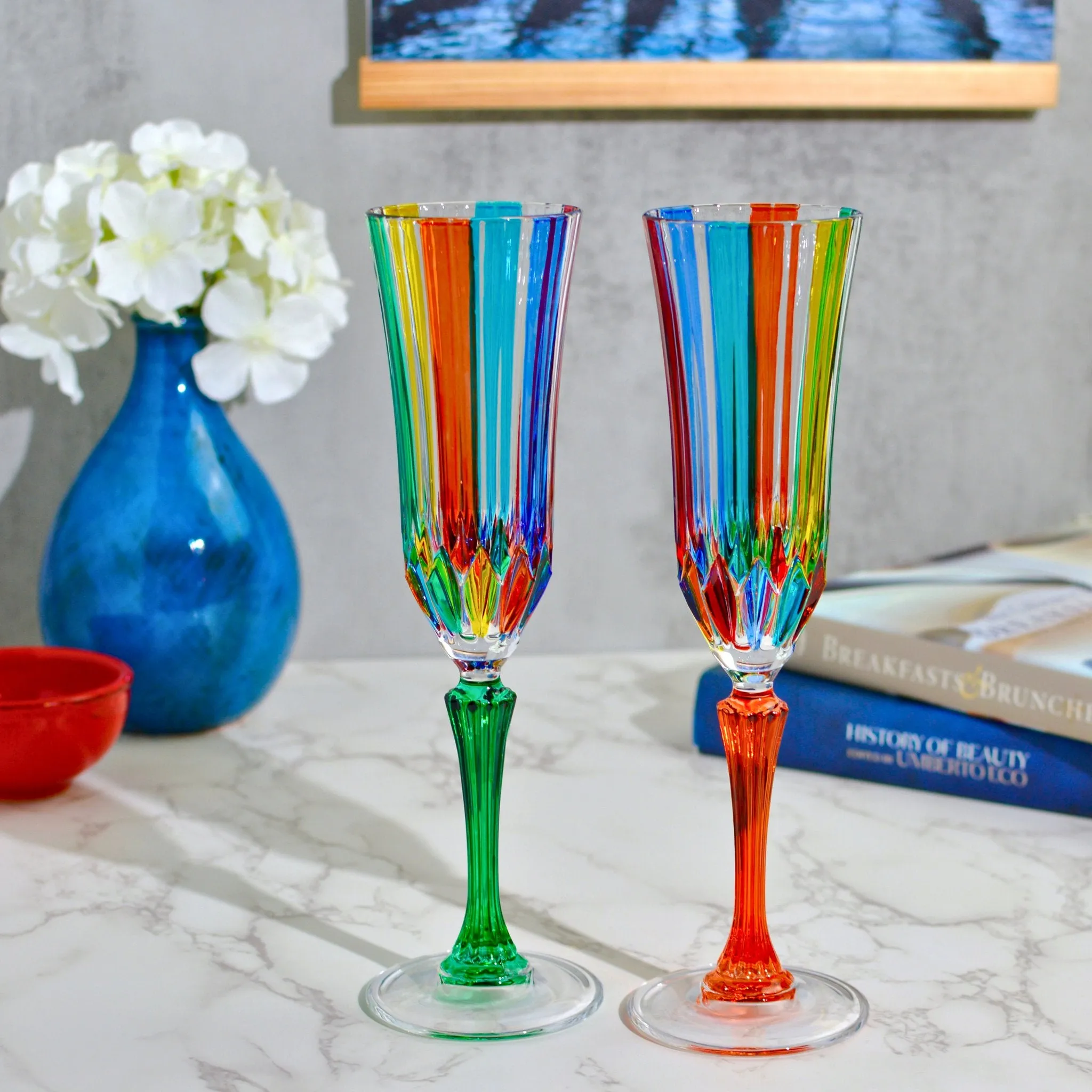 Swatch Champagne Glasses, Set of 2 Made in Italy