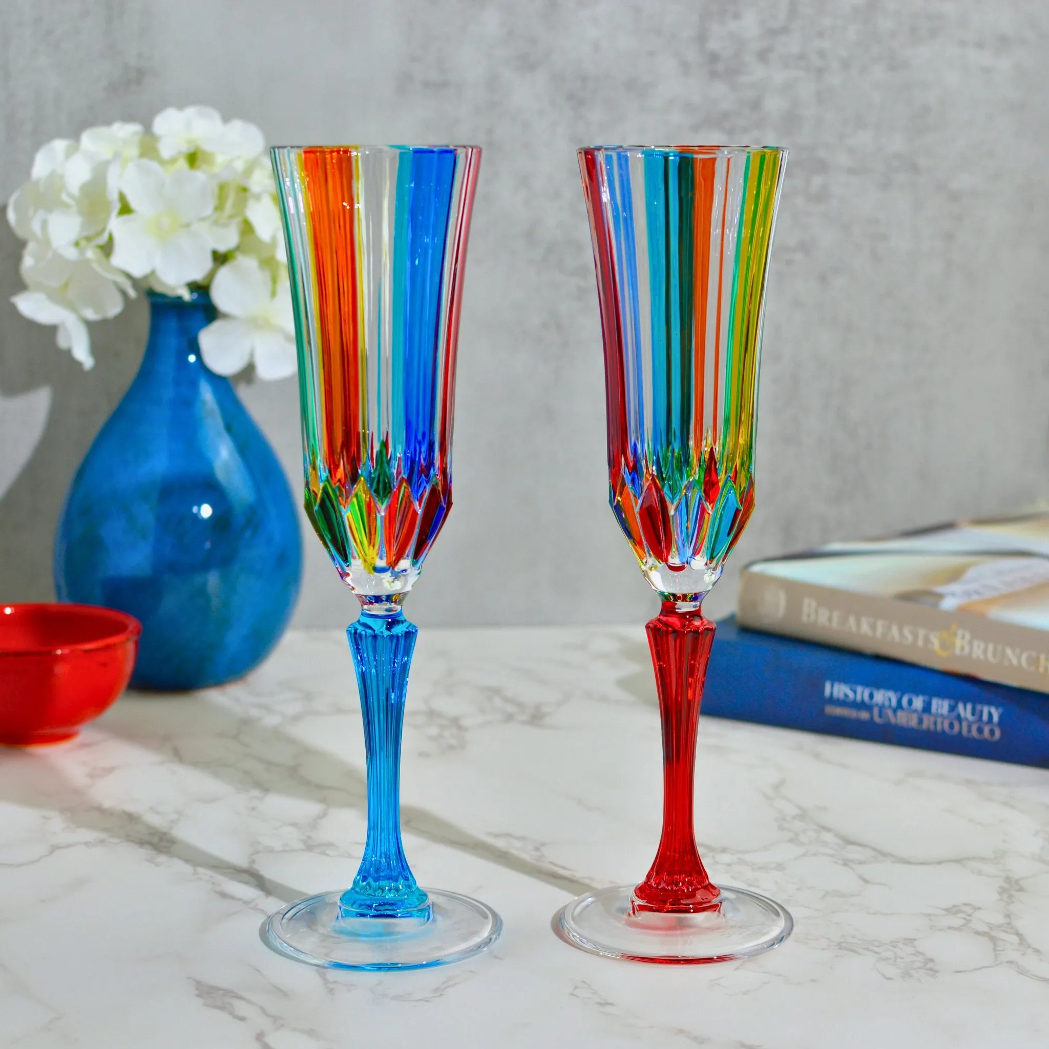 Swatch Champagne Glasses, Set of 2 Made in Italy