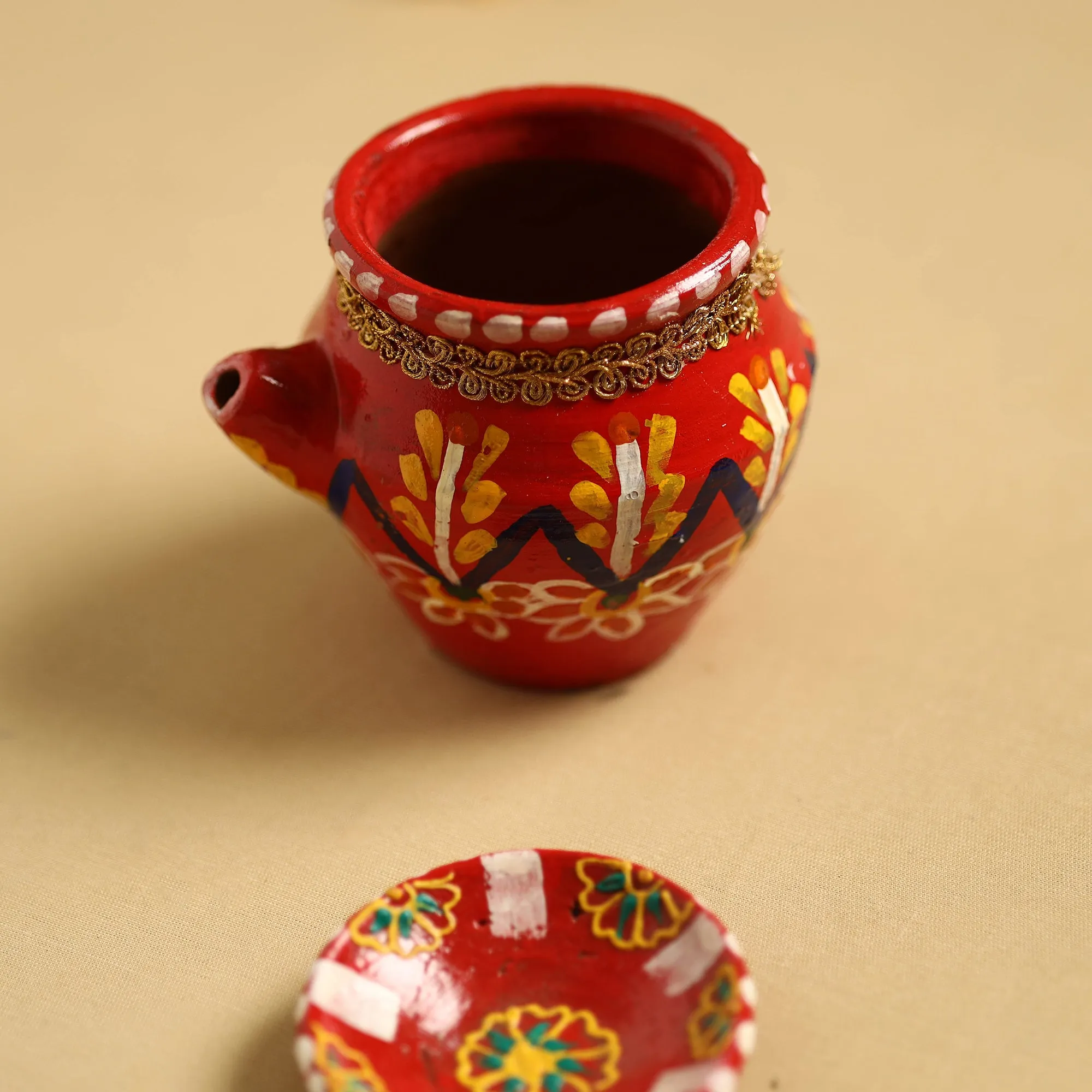 Traditional Handpainted Clay Karwa Chauth Kalash 57