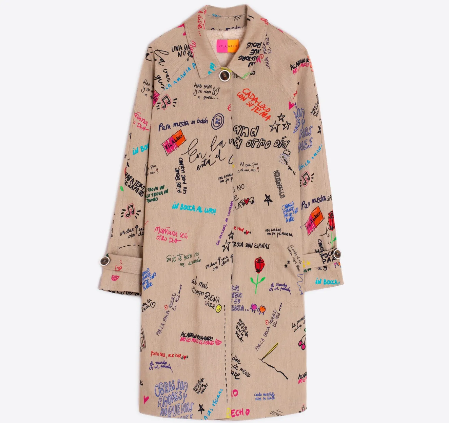 Vilagallo Coat Berenice w/Graffiti Sayings