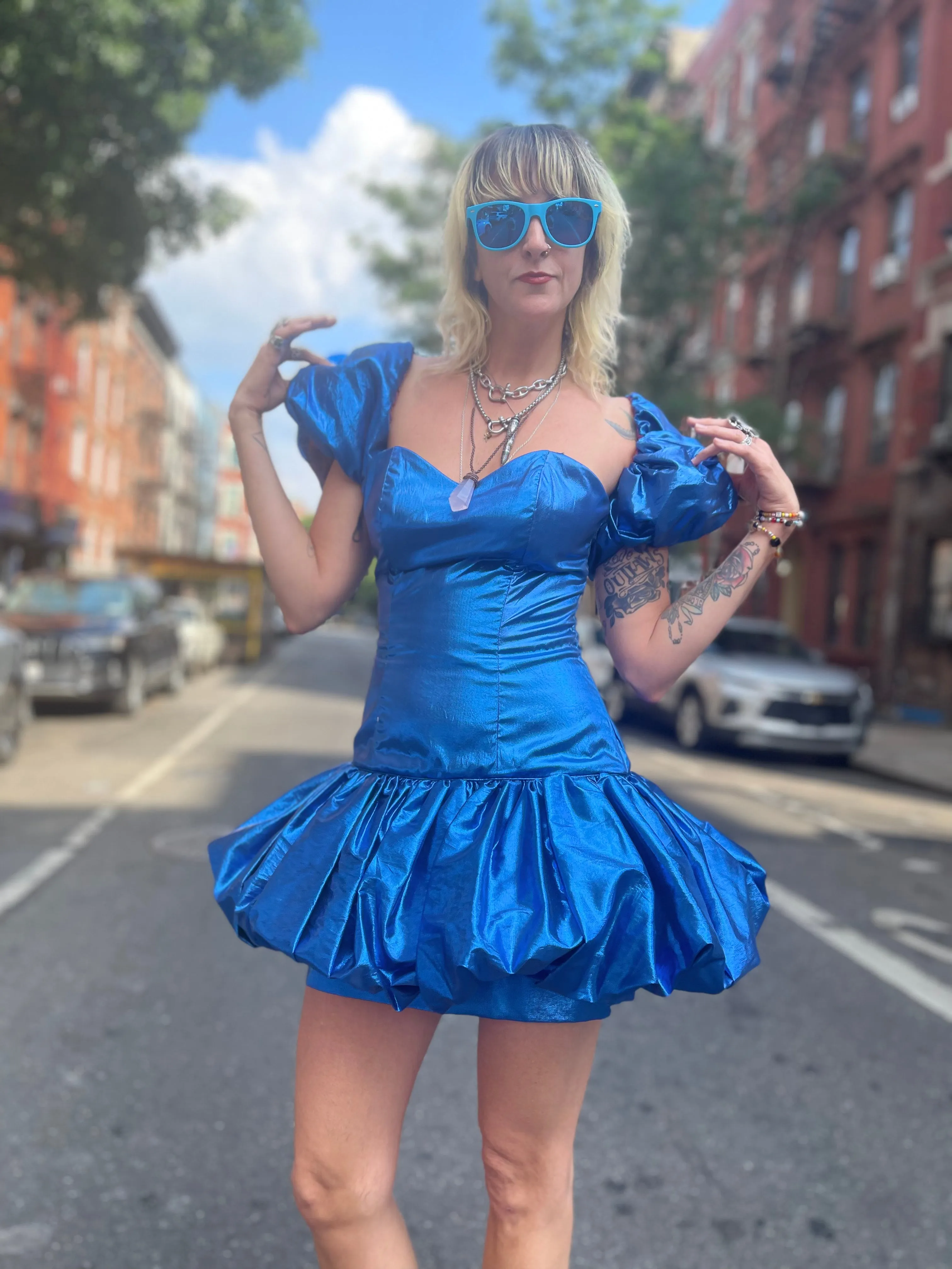 Vintage 80’s Marvelous Sapphire Shimmer Party Dress