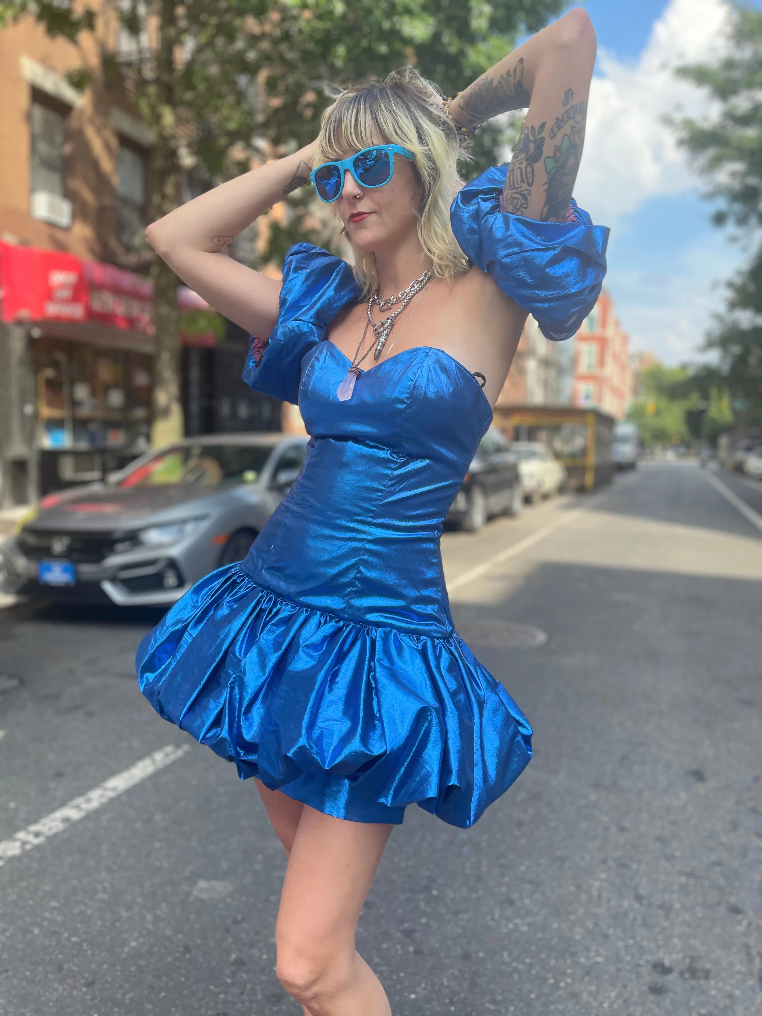 Vintage 80’s Marvelous Sapphire Shimmer Party Dress