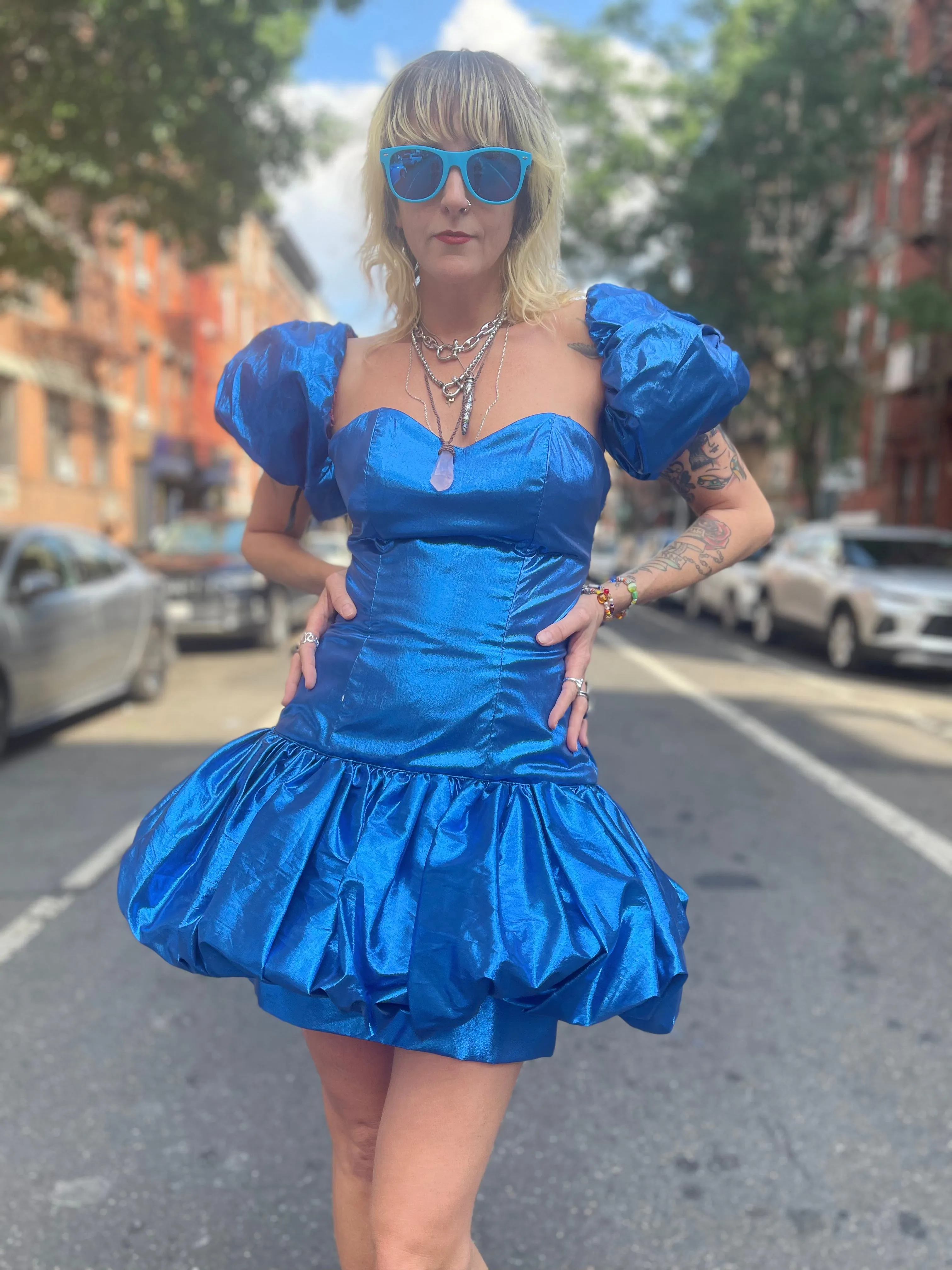 Vintage 80’s Marvelous Sapphire Shimmer Party Dress