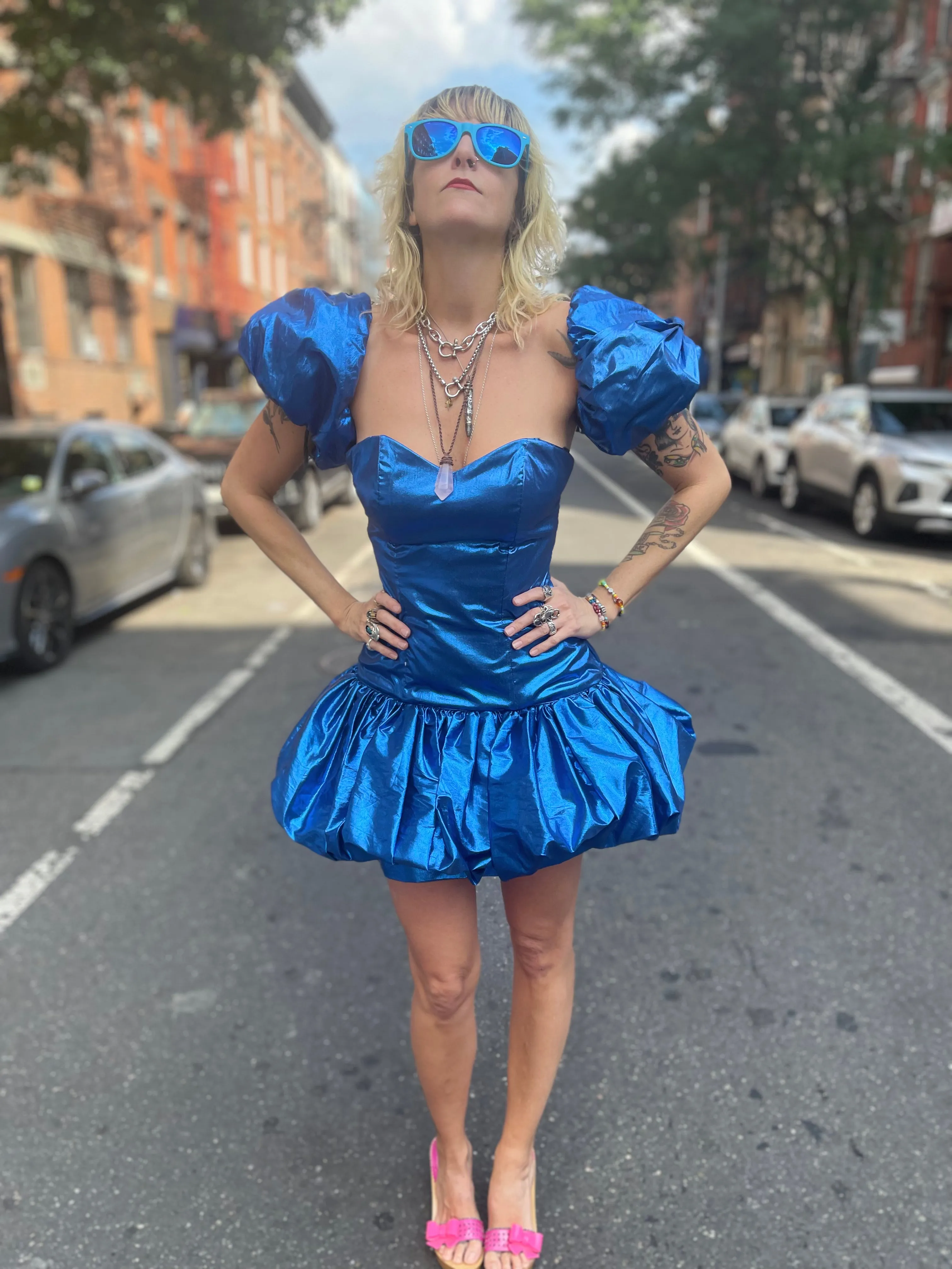 Vintage 80’s Marvelous Sapphire Shimmer Party Dress
