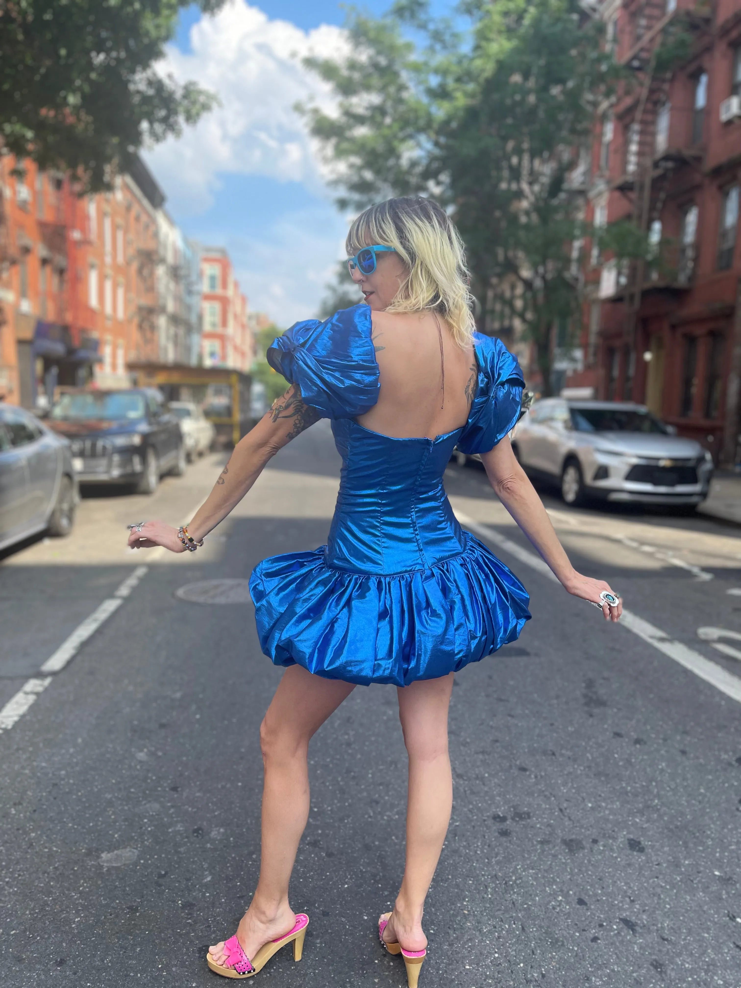Vintage 80’s Marvelous Sapphire Shimmer Party Dress