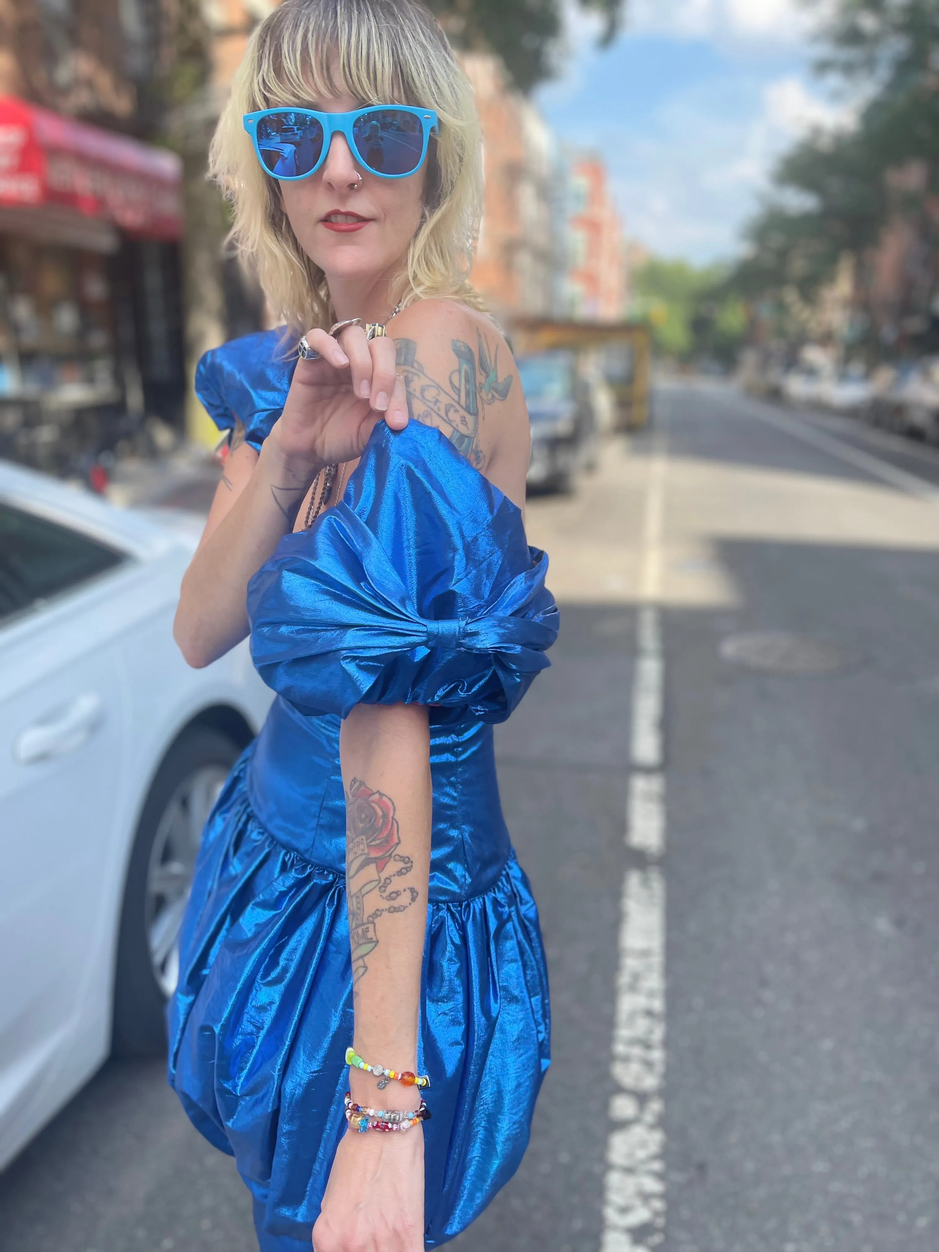 Vintage 80’s Marvelous Sapphire Shimmer Party Dress