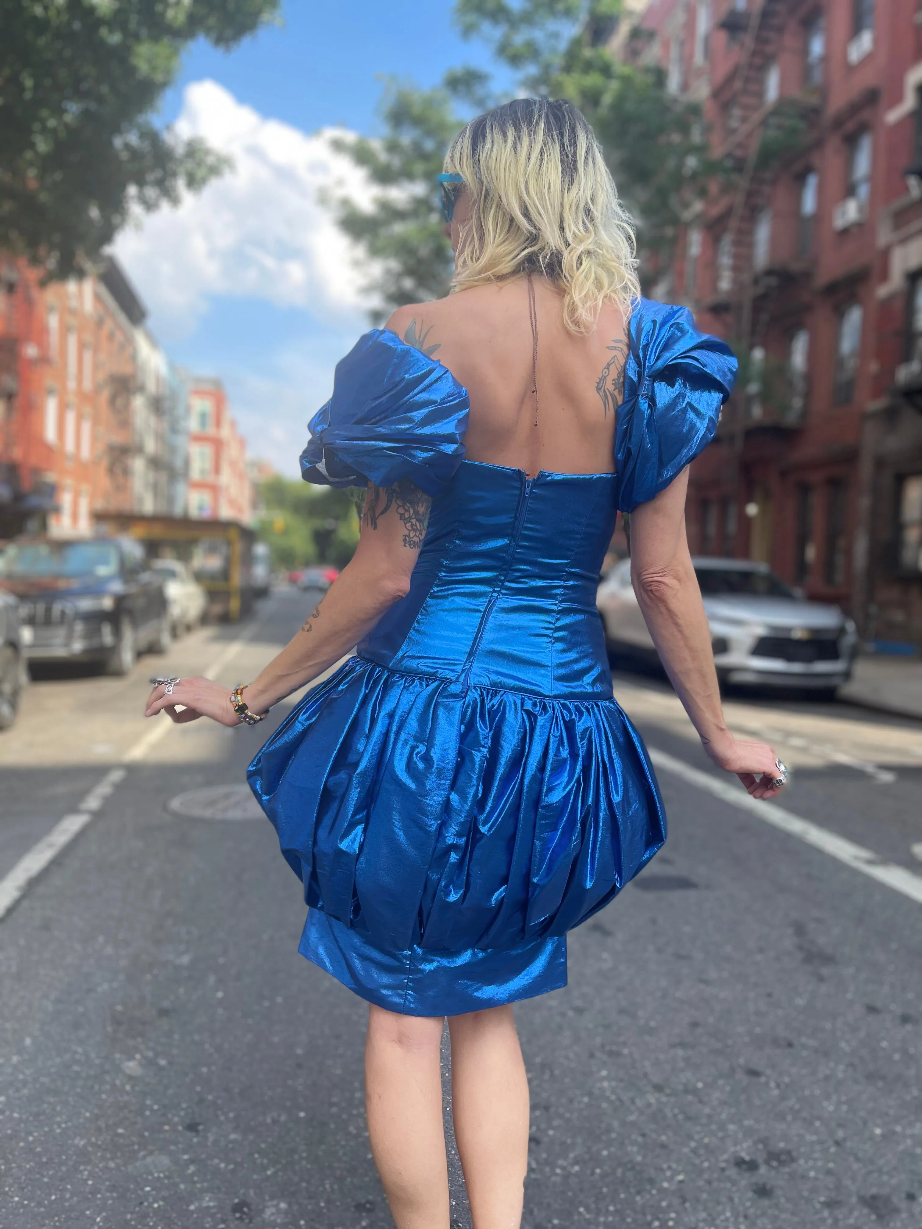 Vintage 80’s Marvelous Sapphire Shimmer Party Dress
