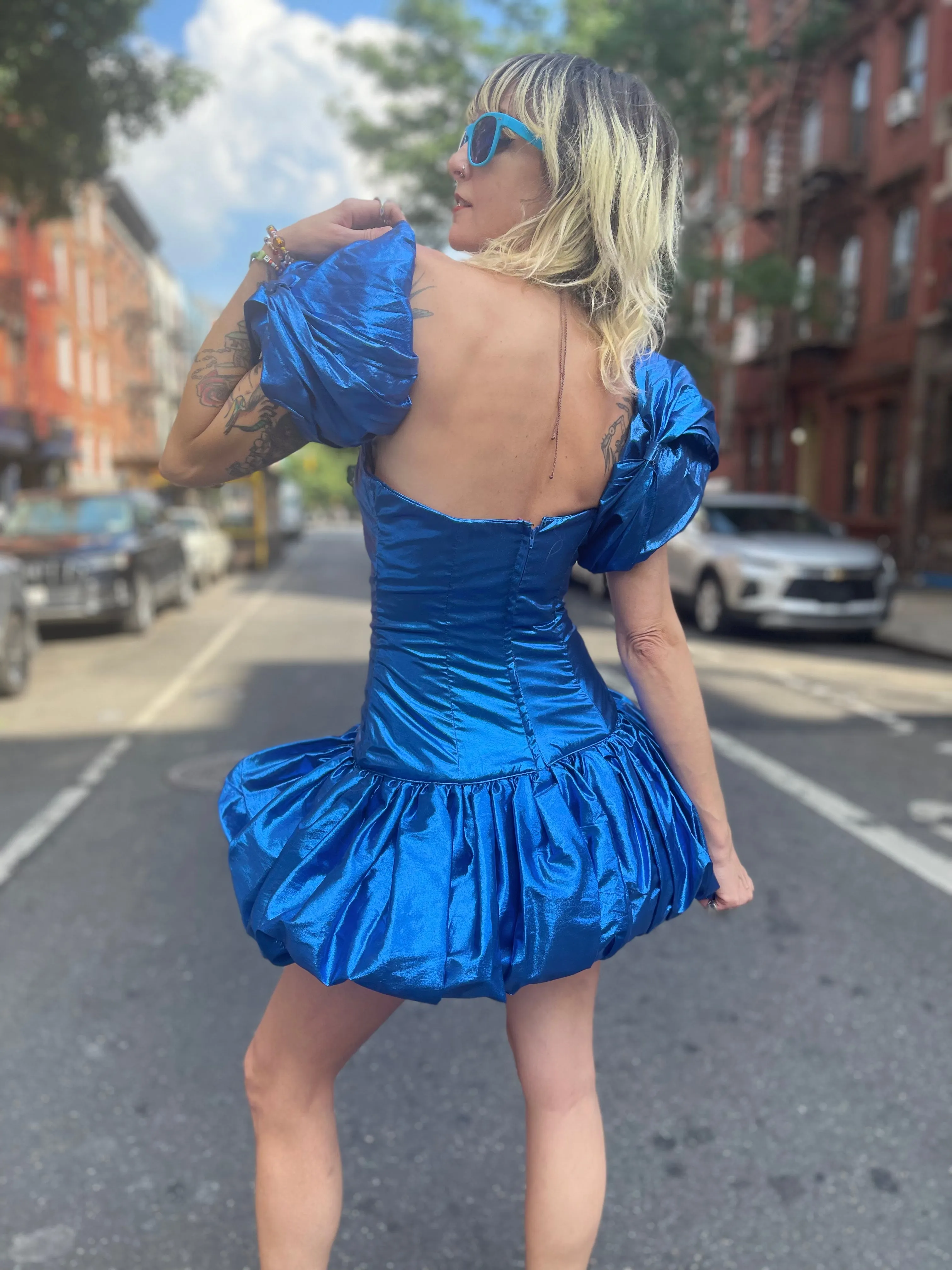 Vintage 80’s Marvelous Sapphire Shimmer Party Dress