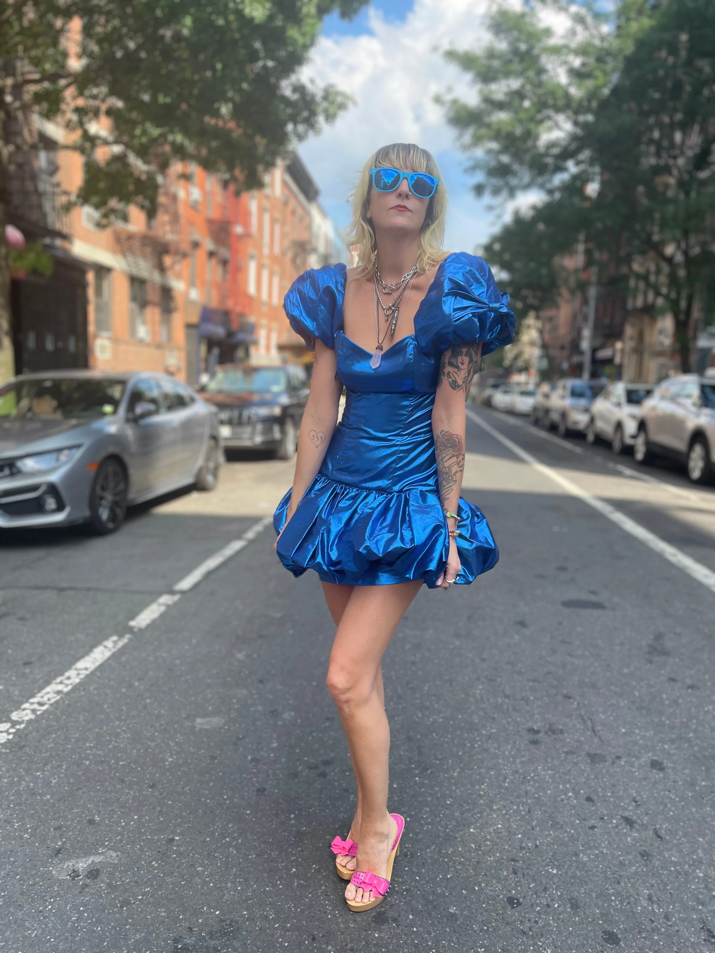 Vintage 80’s Marvelous Sapphire Shimmer Party Dress