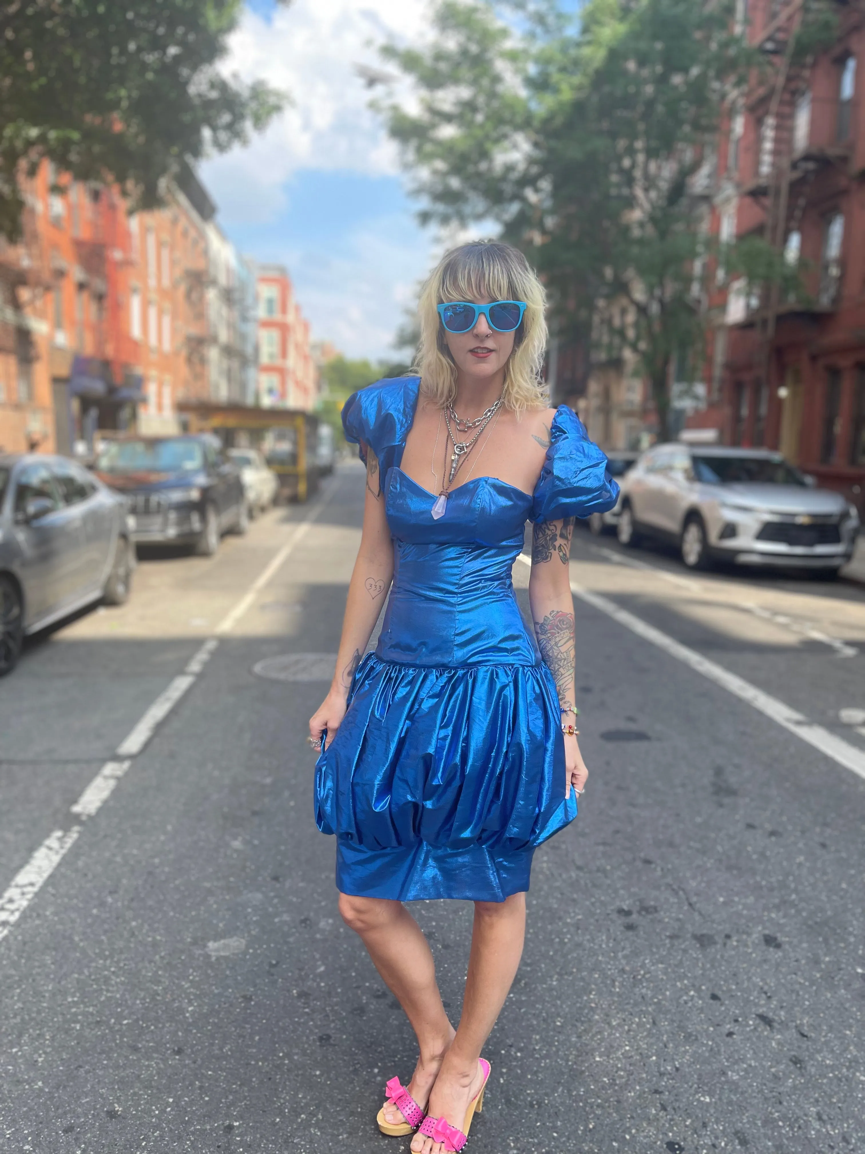 Vintage 80’s Marvelous Sapphire Shimmer Party Dress