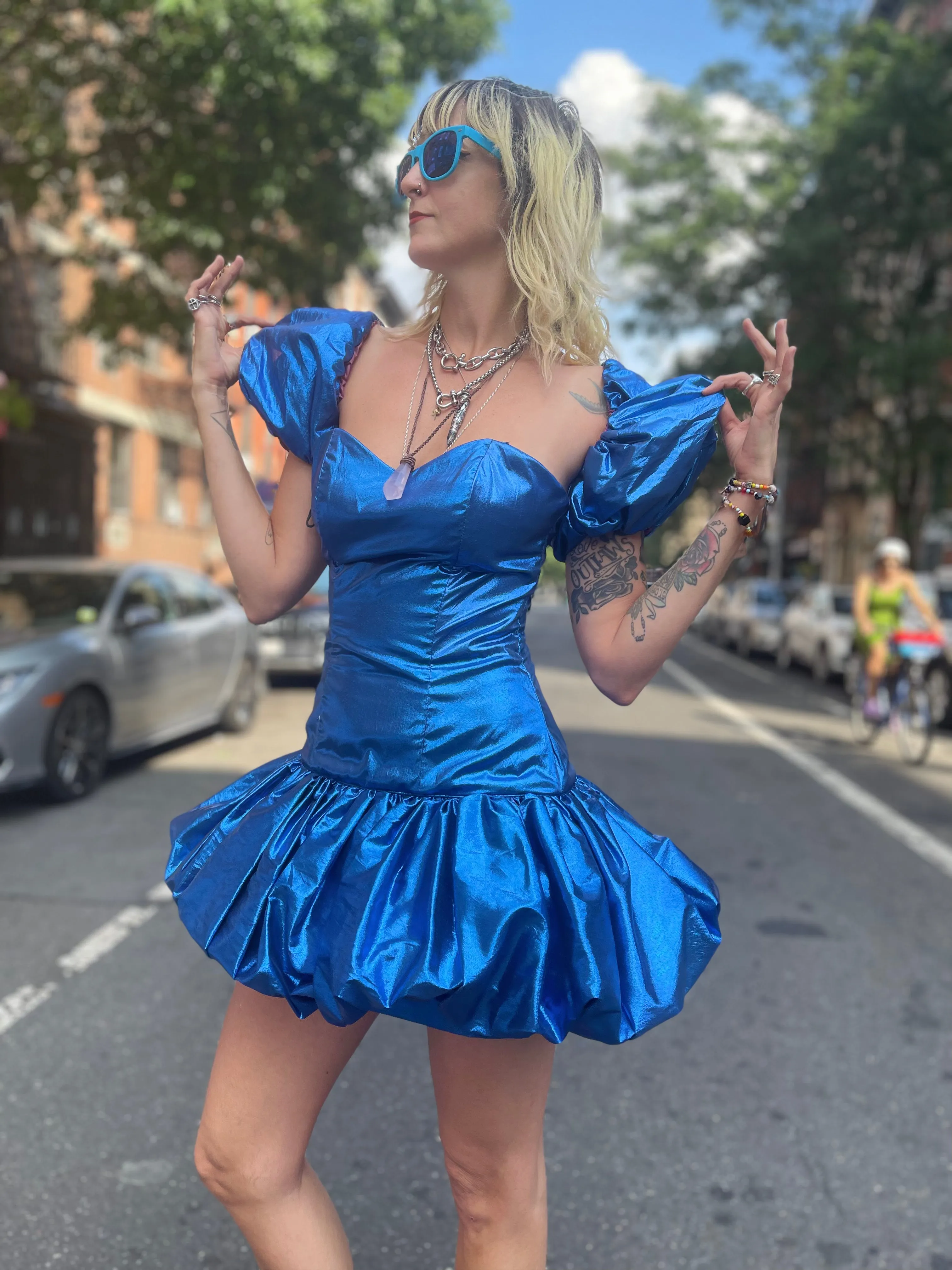 Vintage 80’s Marvelous Sapphire Shimmer Party Dress