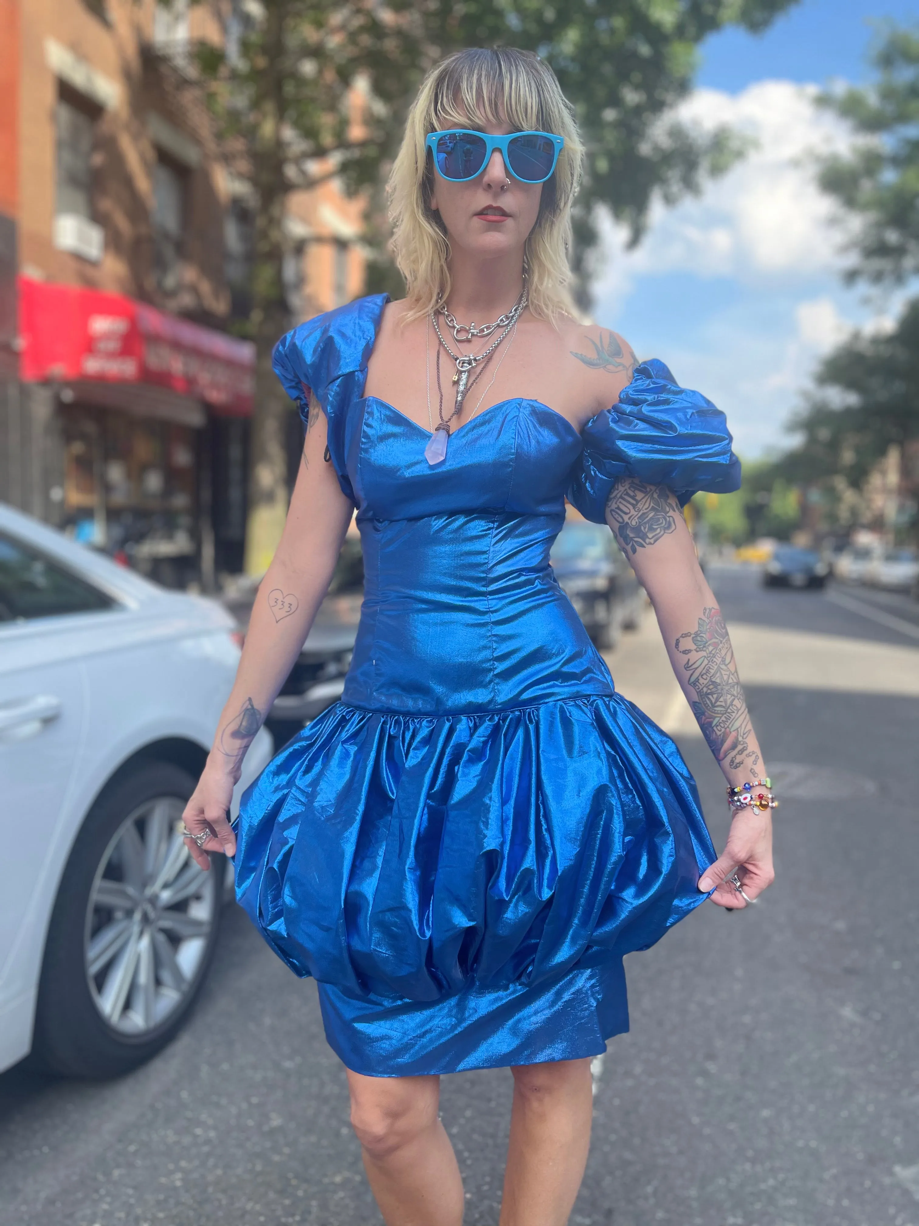 Vintage 80’s Marvelous Sapphire Shimmer Party Dress