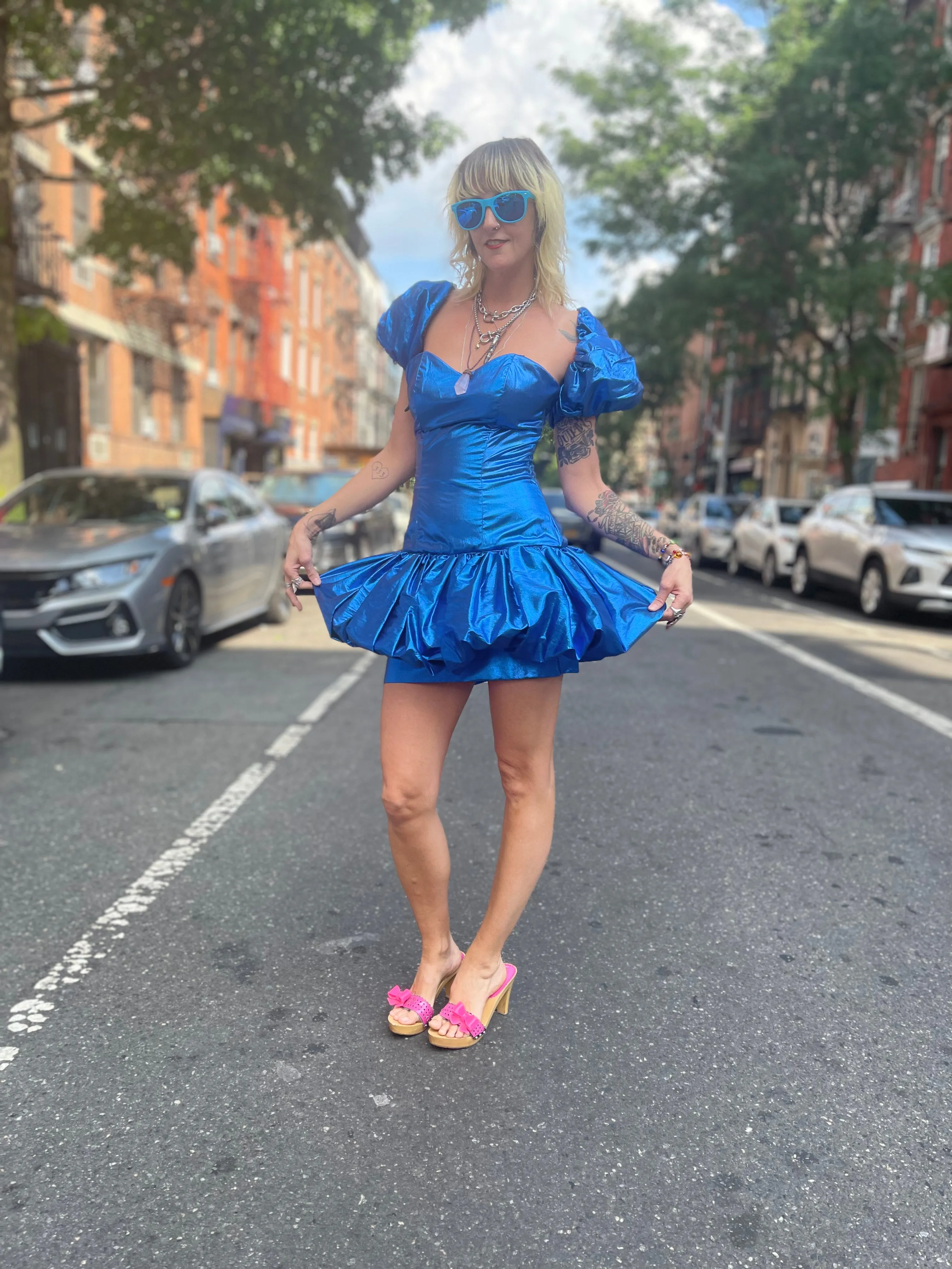 Vintage 80’s Marvelous Sapphire Shimmer Party Dress