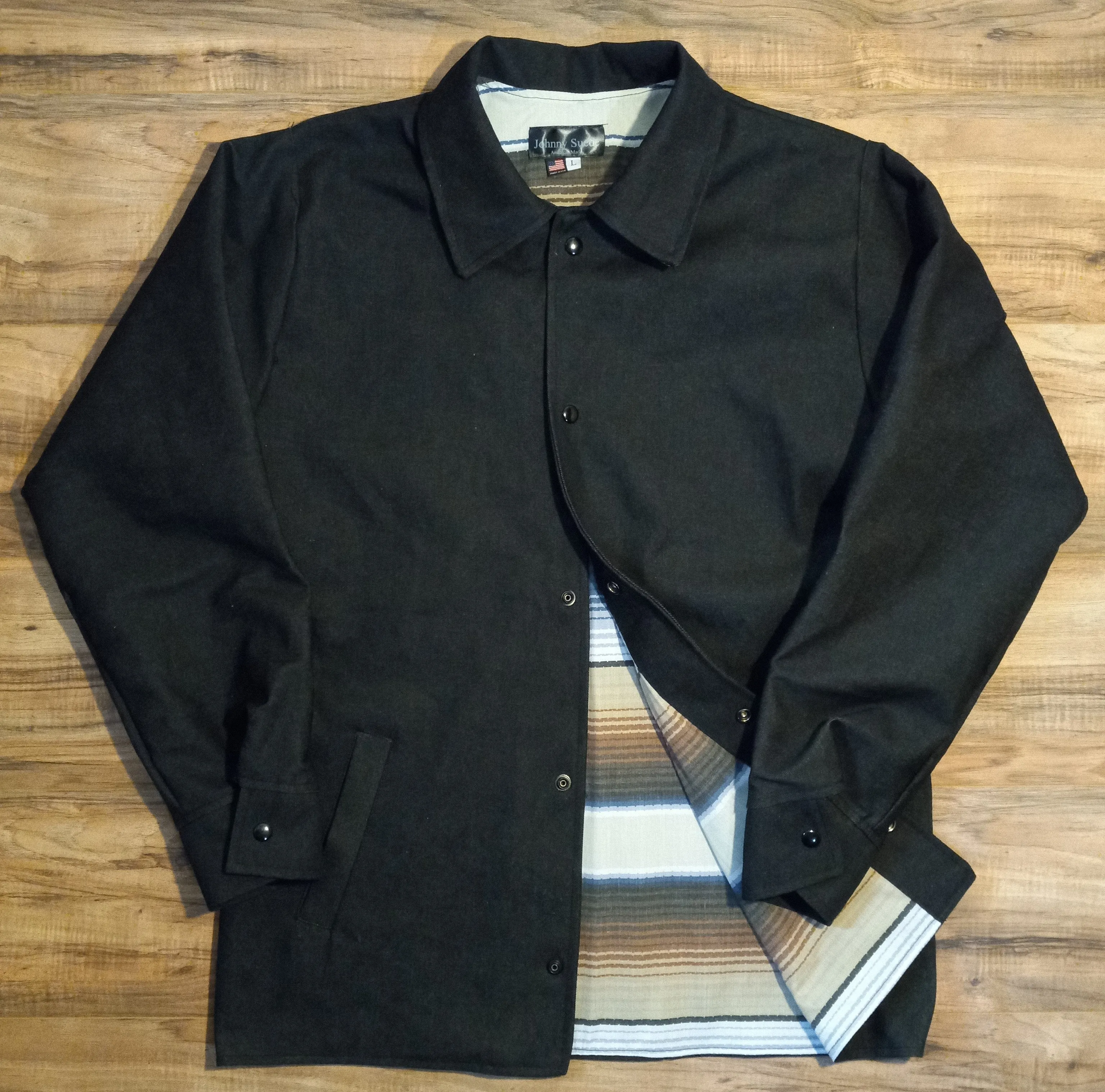 Yard Coat - regular collar brown mexican print liner